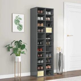 vidaXL Schoenenkast 54x34x183 cm bewerkt hout hoogglans grijs