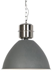 QAZQA Eettafel / Eetkamer Industriele hanglamp betonlook - Flynn Industriele / Industrie / Industrial E27 rond Binnenverlichting Lamp