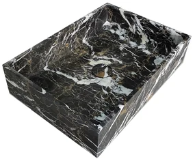 Saniclear Portoro Gold marmer waskom rechthoekig 50x35cm