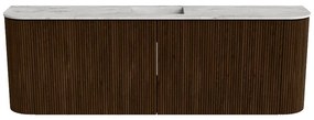Mondiaz Joya DLux 125cm toiletmeubel ronding links/rechts walnut met wastafel faye midden 1 kraangat glace