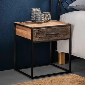 Industrieel Nachtkastje Oud Hout 1 Lade - 45x40x50cm.