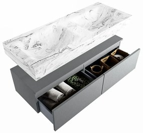 Mondiaz Alan DLux badmeubel 120cm plata 2 lades met wastafel glace dubbel zonder kraangat