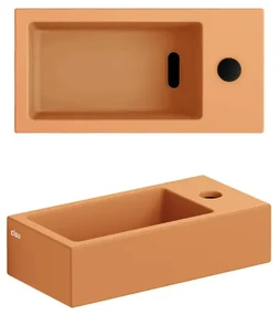 Clou Flush 3 fontein 36x18cm met kraangat rechts mat it. zand keram CL/03.36030