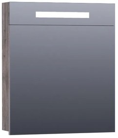 Saniclass 2.0 Spiegelkast - 60x70x15cm - verlichting geintegreerd - 1 linksdraaiende spiegeldeur - MFC - grey canyon SK-TW60LGC