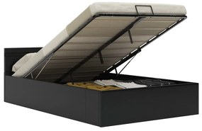 vidaXL Bedframe met opslag hydraulisch LED kunstleer zwart 120x200 cm