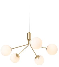 QAZQA Moderne hanglamp goud met opaal glas 5-lichts - Coby Modern G9 rond Binnenverlichting Lamp