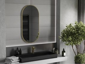 Mexen Loft ovale badkamerspiegel 100 x 50 cm, gouden lijst - 9851-100-050-000-50