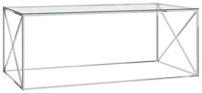 vidaXL Salontafel 120x60x45 cm roestvrij staal en glas zilverkleurig