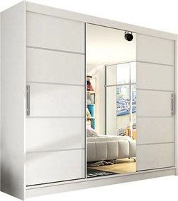 Kledingkast Closico 131, Wit, 215x250x58cm, 203 kg, Kledingkast deuren: Schuivend, Aantal planken: 9, Aantal planken: 9