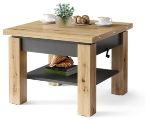 CLEO artisan eiken/antraciet, uitschuifbare salontafel