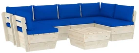 vidaXL 7-delige Loungeset met kussens pallet vurenhout