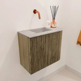 Mondiaz Joya DLux 50cm toiletmeubel ronding rechts dusk met wastafel faye links zonder kraangat glace