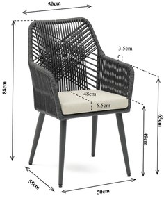 Tuinstoel Aluminium/rope Grijs-antraciet Coco Vedra