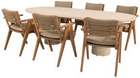 4 Seasons Outdoor Mats tuinset teak met Hampton tuintafel 240  cm Tuinset   beige weerbestendig