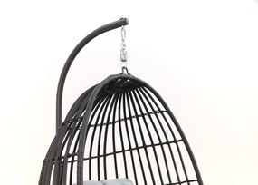 Hangstoel Panama swing egg - black rotan/mint grey
