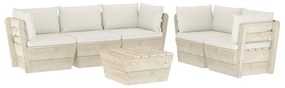 vidaXL 6-delige Loungeset met kussens pallet vurenhout