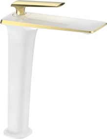Mexen Purus hoge wastafelkraan, wit/goud - 745810-25