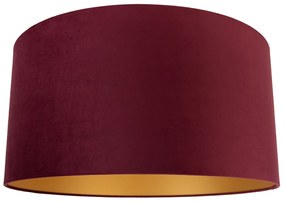 Stoffen Velours lampenkap rood 50/50/25 met gouden binnenkant cilinder / rond