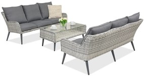 Garden Point Bilbao Coffee tuinmeubelen met kleine tafel voor 6 personen wit