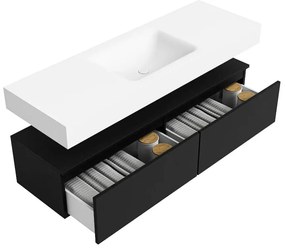 Zaro Alan badmeubel 140cm urban 2 lades met vrijhangende wastafel cloud midden 1 kraangat talc