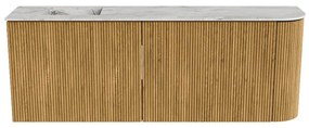 Mondiaz Joya DLux 110cm toiletmeubel ronding rechts oak met wastafel faye links zonder kraangat glace