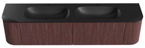 Mondiaz Kurve 190cm badmeubel ronding links/rechts ruby met 2 lades en deuren en wastafel big small dubbel 2 kraangaten urban