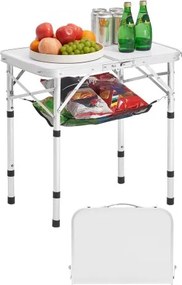 VEVOR Opvouwbare tafel Buffettafel Draagbare Multifunctionele tafel 60 x 40 cm, In hoogte verstelbare tafel (voor 2-4 personen) met draaggreep, Tuintafel Campingtafel voor Feesten Picknick Camping Grillen BBQ, Zilver