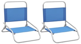 vidaXL Strandstoelen 2 st inklapbaar stof blauw