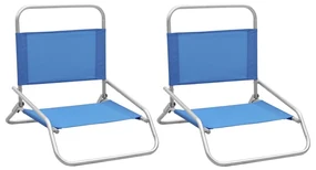 vidaXL Strandstoelen 2 st inklapbaar stof blauw