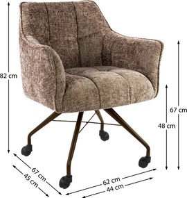 Raster Armstoel Met Wieltjes Bruin
