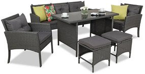 Technorattan set met poefs Bari Garden Point antraciet