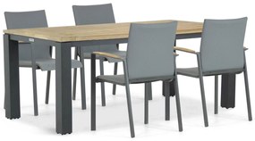 Tuinset 4 personen 180 cm Aluminium/textileen Grijs Lifestyle Garden Furniture Brandon/Veneto