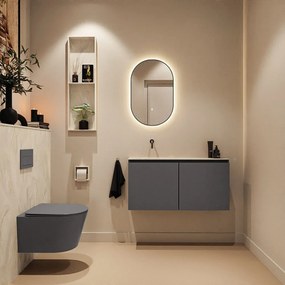 Mondiaz Ture DLux toiletmeubel 100cm dark grey met wastafel ostra links zonder kraangat