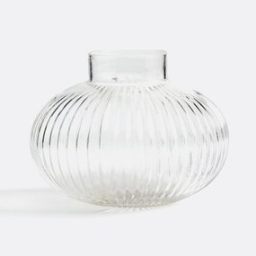 Ronde vaas in geribbeld glas H15 cm, Afa