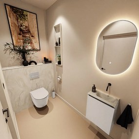 Mondiaz Ture DLux toiletmeubel 40cm linen met wastafel ostra rechts zonder kraangat