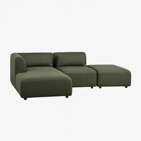 Linker Modulaire Chaise Longue Bank Van 2 Delen Met Poef Fogler Teddystof Currygeel - Sklum