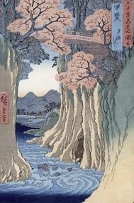 Kunstreproductie The monkey bridge in the Kai province,, Ando or Utagawa Hiroshige