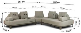 Hoek loungeset 5 personen Aluminium Taupe  4 Seasons Outdoor Santorini