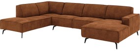 Goossens Hoekbank Hercules bruin, microvezel, 2,5-zits, modern design met ligelement links