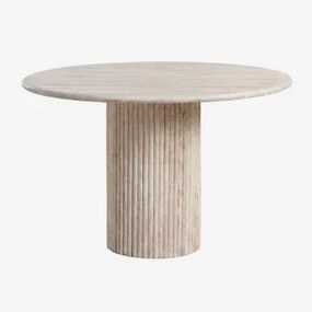 Ronde Eettafel Ø120 Cm In Natuurlijk Steen Grosseto Travertijn - Sklum