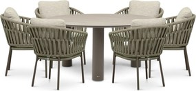 Tuinset Ronde Tuintafel 6 personen 158 cm Rope Zand/Beige  Coco Viento/Trino