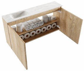 Mondiaz Ture DLux toiletmeubel 100cm washed oak met wastafel ostra links zonder kraangat