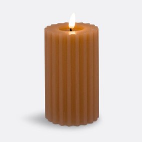 Gestreepte wax LED kaars H14,8 cm, Caspar