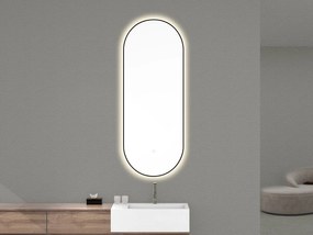 Mueller Ovalis ovale spiegel met LED, dimbaar en spiegelverwarming 50x100cm mat zwart