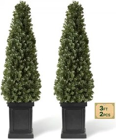 VEVOR Kunstplant 2 stuks. Kunstmatige buxus met PP-pot 1000 mm, decoratieve plant voor woonkamer, balkon, kantoor, veranda, tuin of terras, UV-bestendig, kunstboom gemaakt van PE, levensecht, binnen en buiten