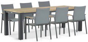 Tuinset 6 personen 230 cm Aluminium/textileen Grijs Lifestyle Garden Furniture Brandon/Veneto