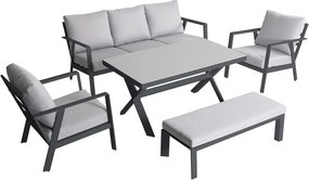 Showroommodel Jamaica stoel bank dining loungeset 5 delig aluminium antraciet