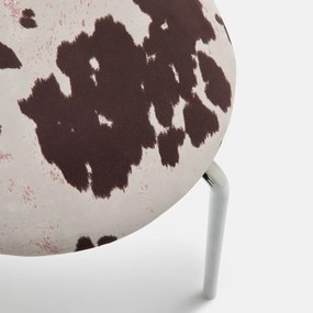 Kruk, van chroom en fluweel met koeienprint, AVINO