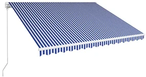 vidaXL Luifel handmatig uittrekbaar 450x300 cm blauw en wit