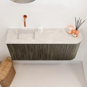 Mondiaz Joya DLux 90cm toiletmeubel ronding rechts shadow met wastafel faye links zonder kraangat ostra